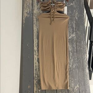 Almost Famous Strapless Tan Dress Size M